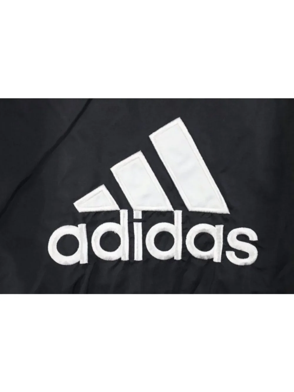 Vtg 90s Adidas Mens Medium Spell Out Hooded Full Zip Windbreaker Jacket Black